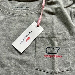 Vineyard Vines KIDS Long Sleeve Gray Pocket T-Shirt with Whale Logo,